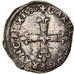 Moeda, França, Charles X, 1/4 d'écu à la croix de face, 1596, Nantes
