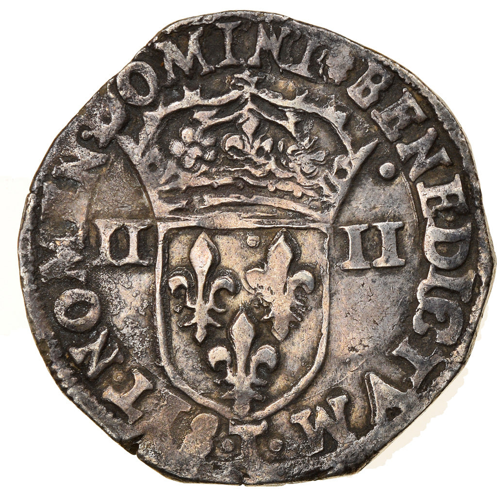 Moeda, França, Charles X, 1/4 d'écu à la croix de face, 1596, Nantes