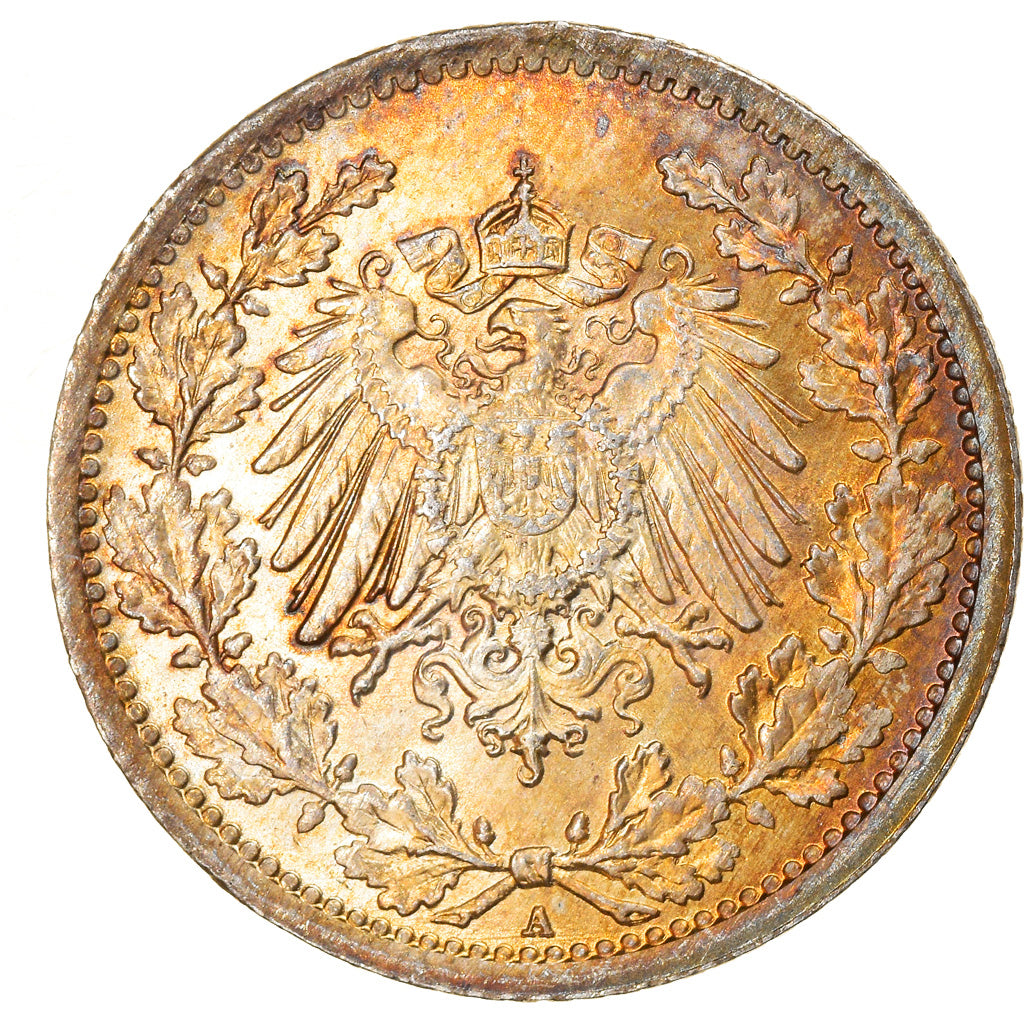 Coin, GERMANY - EMPIRE, 1/2 Mark, 1916, Berlin, MS(60-62), Silver, KM:17