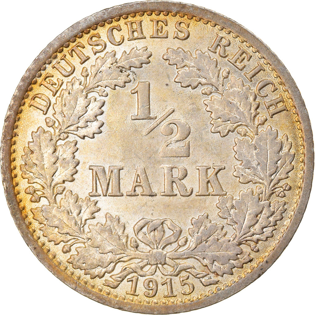 Munten, DUITSLAND - KEIZERRIJK, 1/2 Mark, 1915, Berlin, PR+, Zilver, KM:17