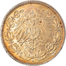 Moneta, NIEMCY - IMPERIUM, 1/2 Mark, 1917, Berlin, MS(60-62), Srebro, KM:17