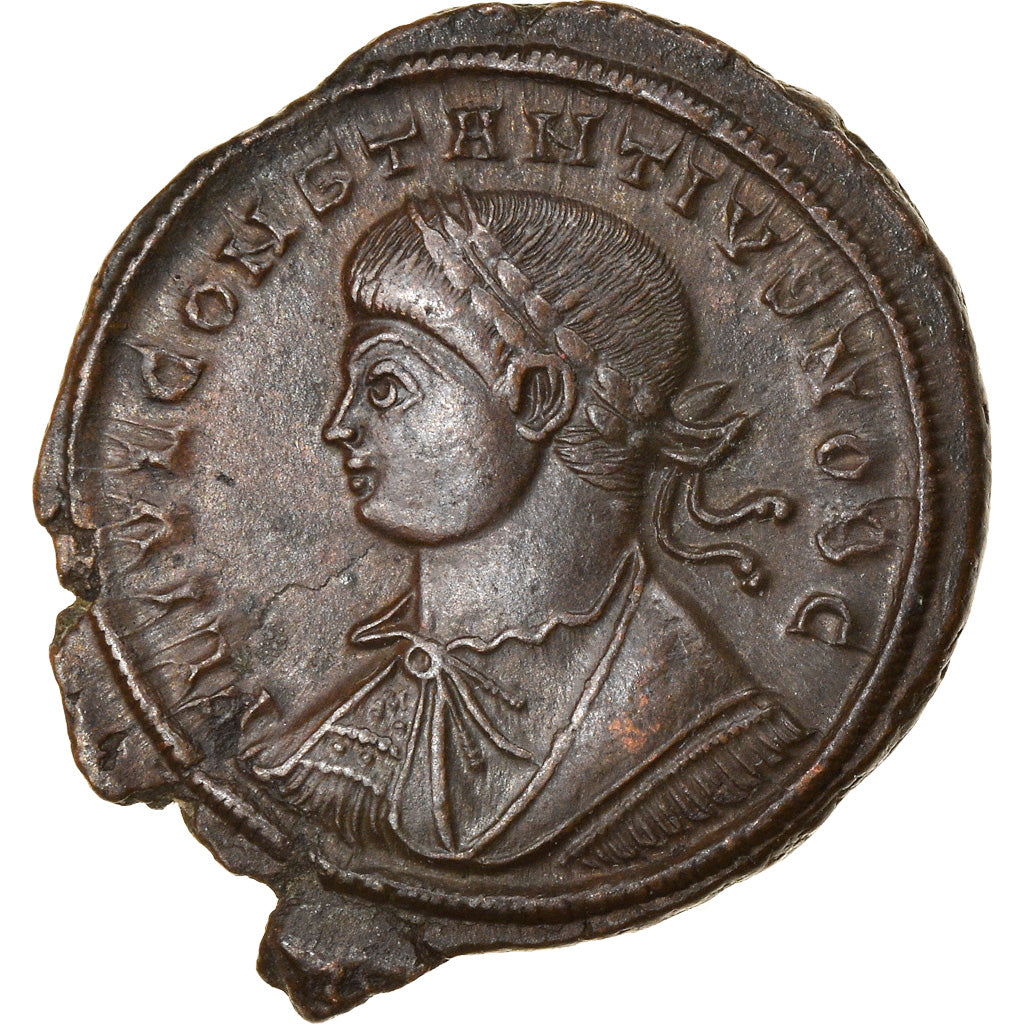 Coin, Constantius II, Nummus, 328, Trier, AU(55-58), Copper, RIC:514