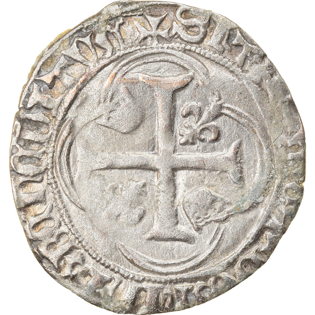 Coin, France, Charles VII, Blanc à la couronne, Montpellier, VF(30-35), Billon