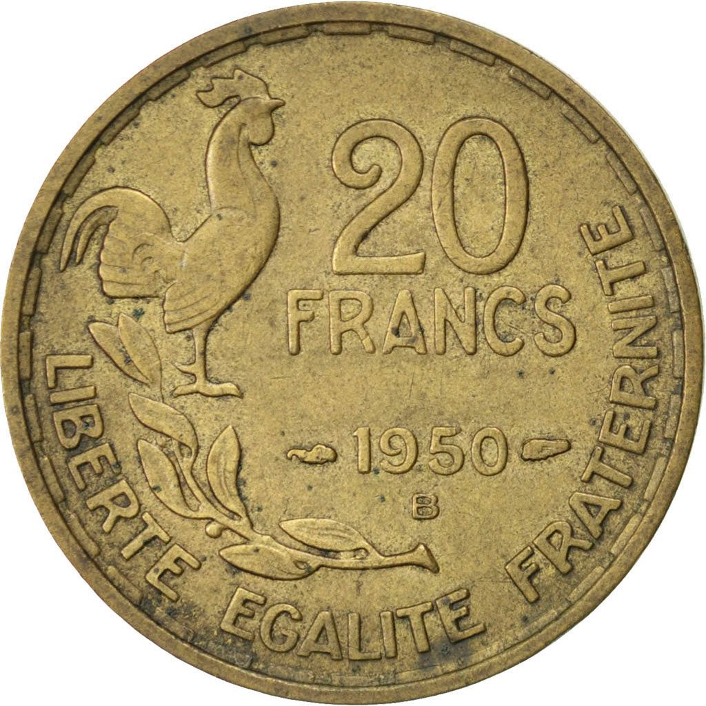 Monnaie, France, Guiraud, 20 Francs, 1950, Beaumont le Roger, TB+