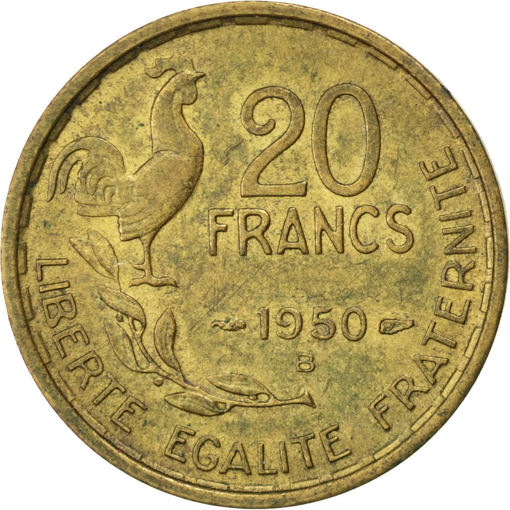 FRANCE, Guiraud, 20 Francs, 1950, Beaumont - Le Roger, KM #917.2, EF(40-45),...