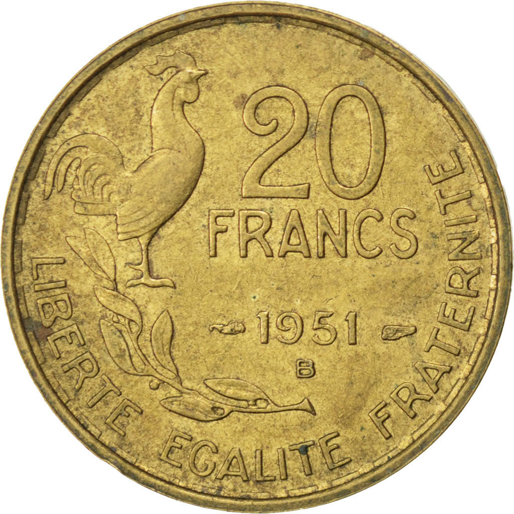 Monnaie, France, Guiraud, 20 Francs, 1951, Beaumont le Roger, TTB