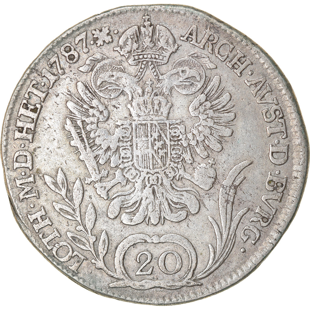 Moneta, Austria, Joseph II, 20 Kreuzer, 1787, Kremnitz, MB+, Argento, KM:2069