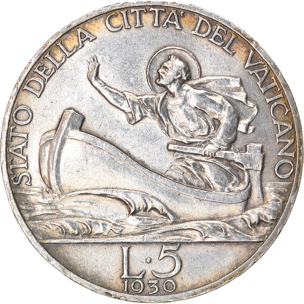 Coin, VATICAN CITY, Pius XI, 5 Lire, 1930, Roma, EF(40-45), Silver, KM:7