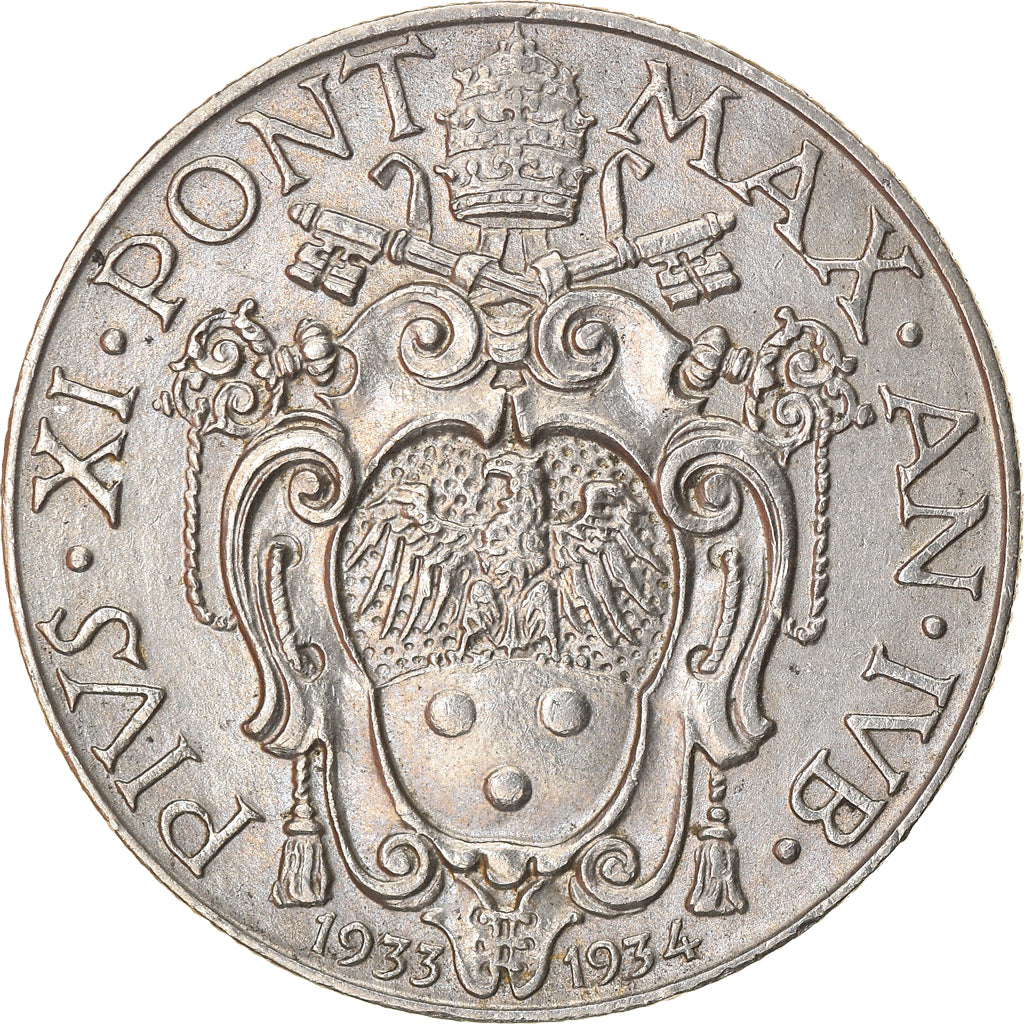 Coin, VATICAN CITY, Pius XI, 50 Centesimi, 1933-1934, Roma, EF(40-45), Nickel