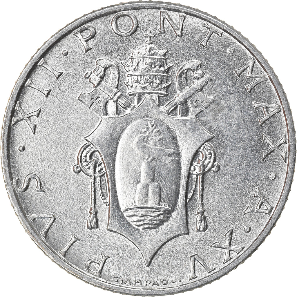 Monnaie, Cité du Vatican, Pius XII, 2 Lire, 1953, Roma, SUP+, Aluminium, KM:50