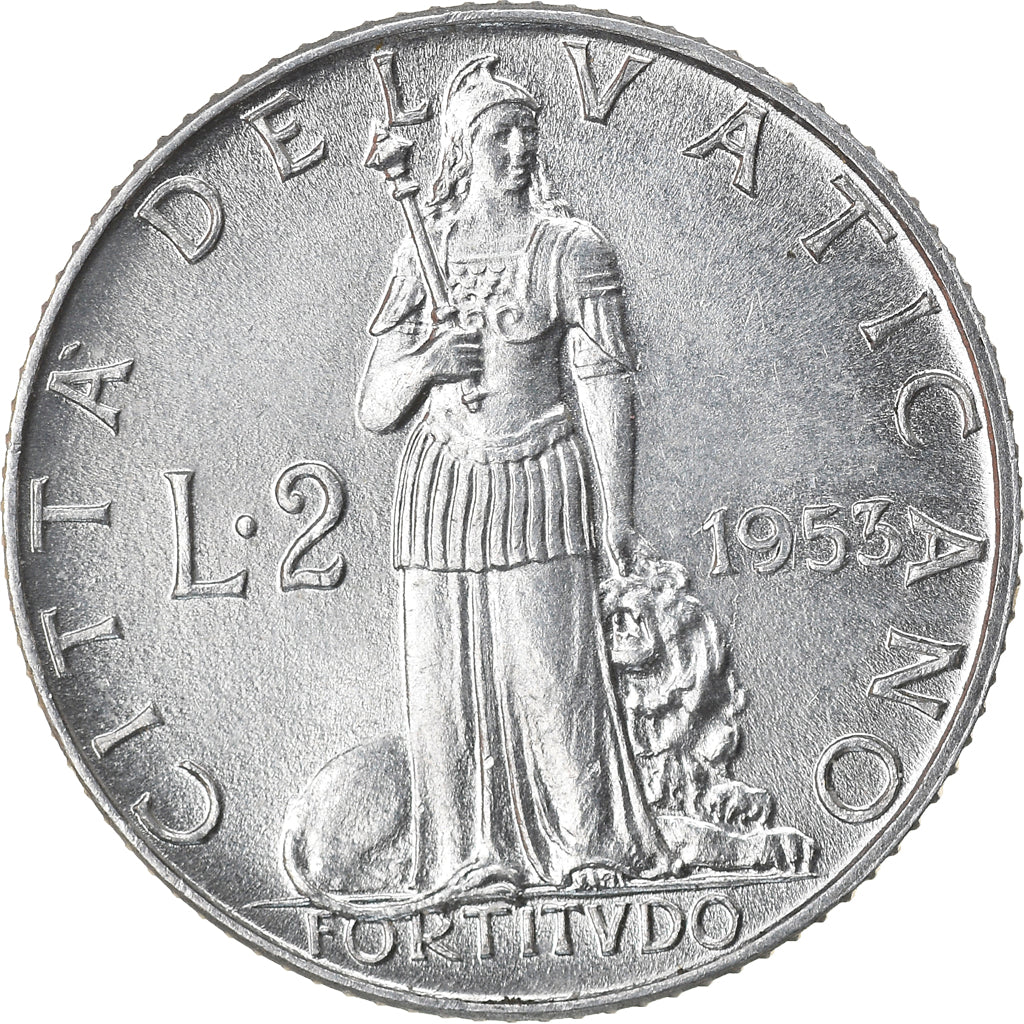 Monnaie, Cité du Vatican, Pius XII, 2 Lire, 1953, Roma, SUP+, Aluminium, KM:50