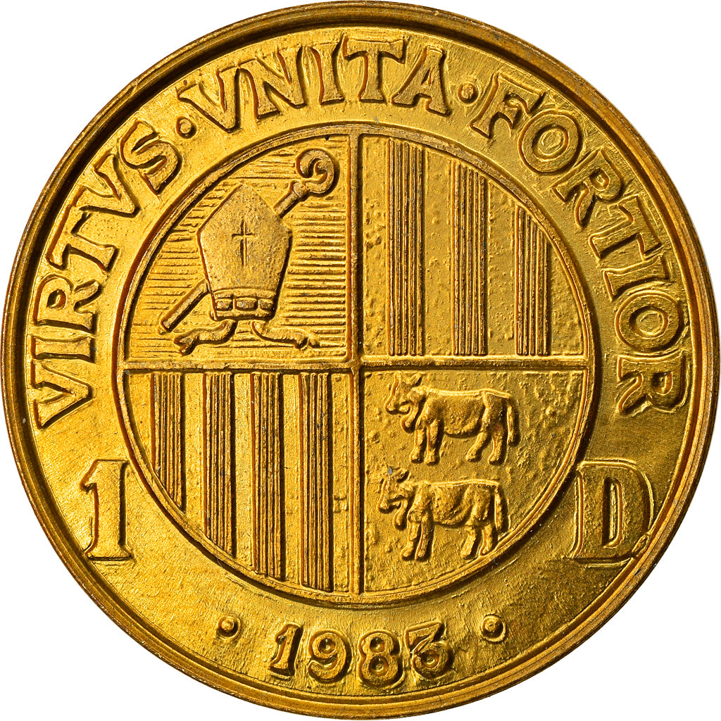 Coin, Andorra, Diner, 1983, AU(55-58), Brass, KM:14