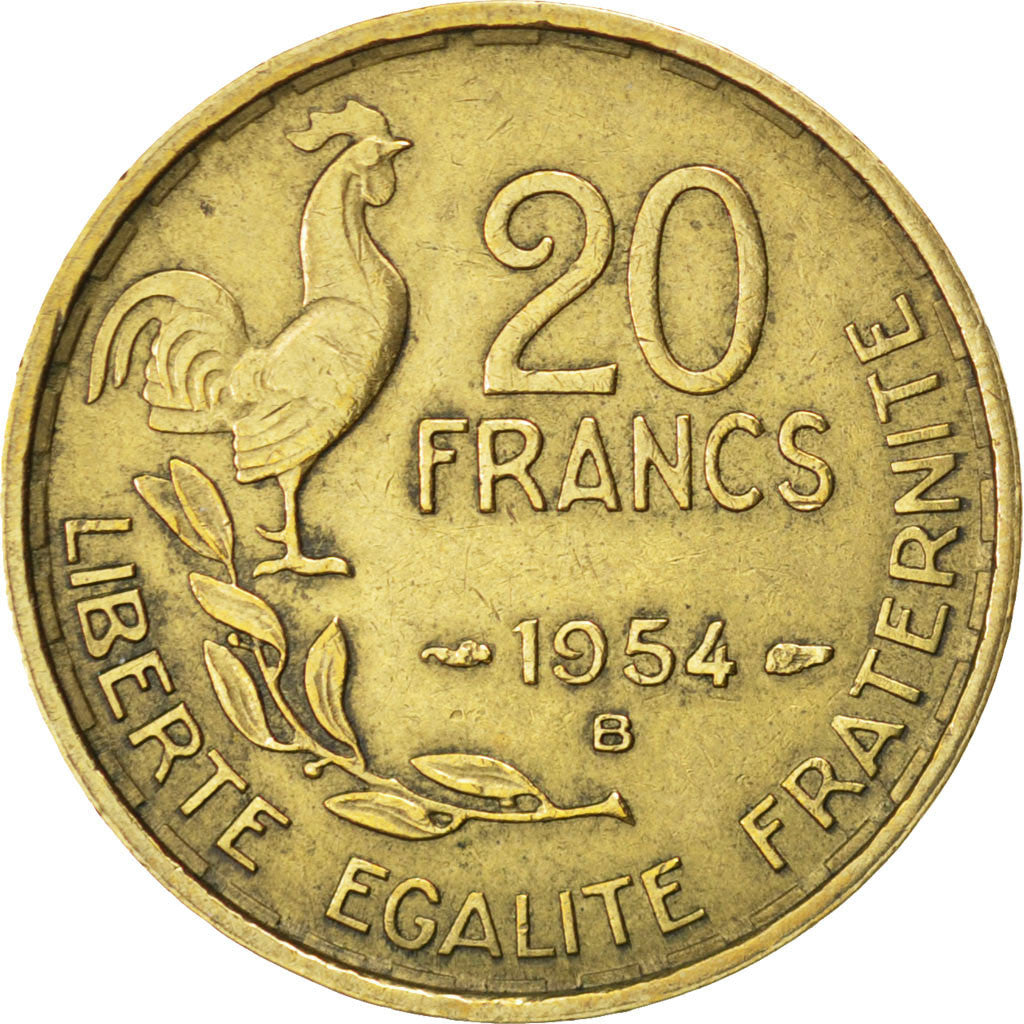 Münze, Frankreich, Guiraud, 20 Francs, 1954, Beaumont le Roger, SS