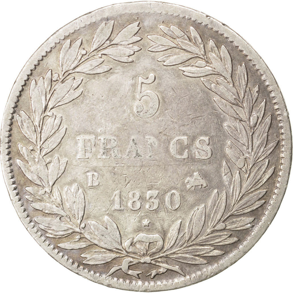 Münze, Frankreich, Louis-Philippe, 5 Francs, 1830, Rouen, SS, Silber, KM:735.2