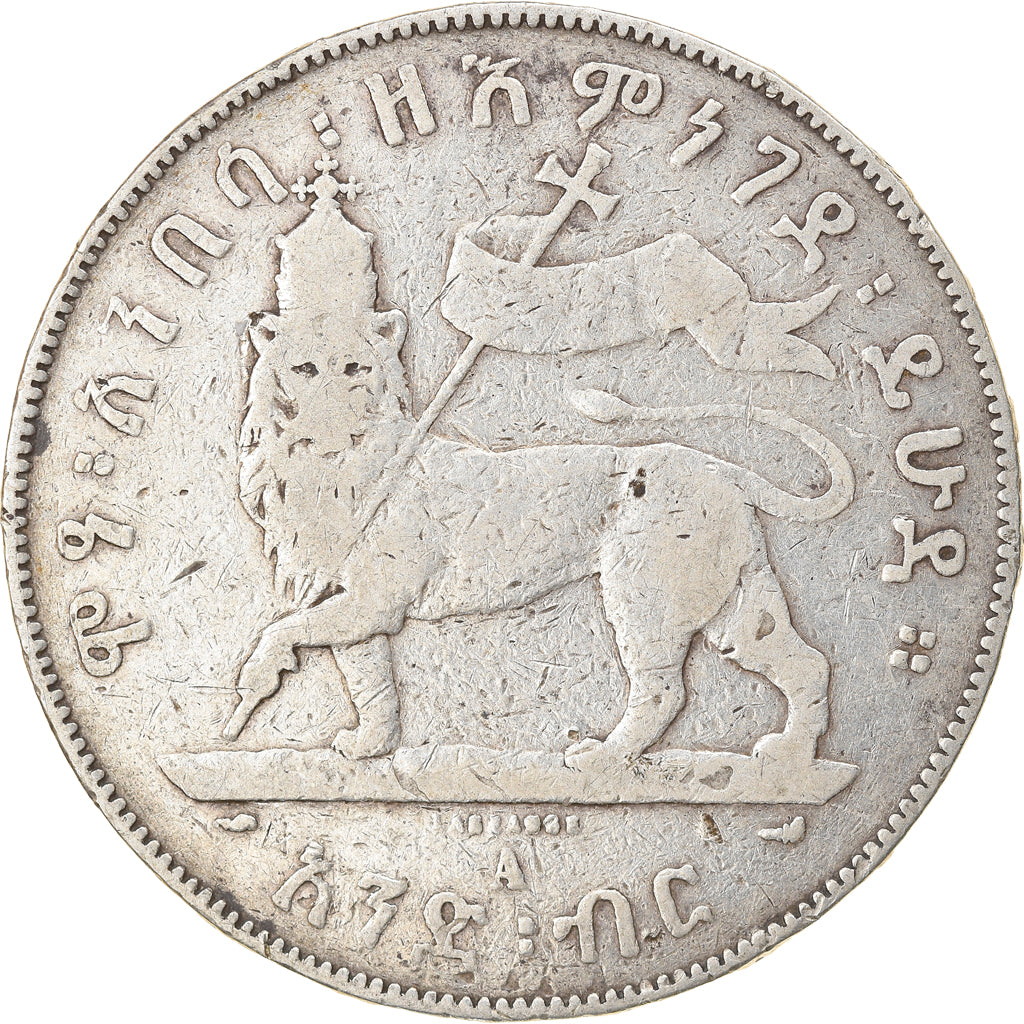 Monnaie, Éthiopie, Menelik II, Birr, 1897, Paris, B+, Argent, KM:5