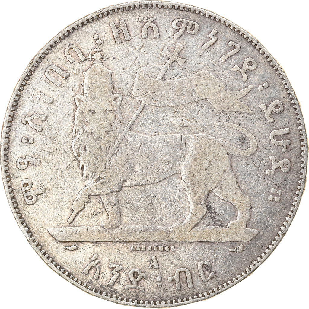 Coin, Ethiopia, Menelik II, Birr, 1897, Paris, VF(20-25), Silver, KM:5