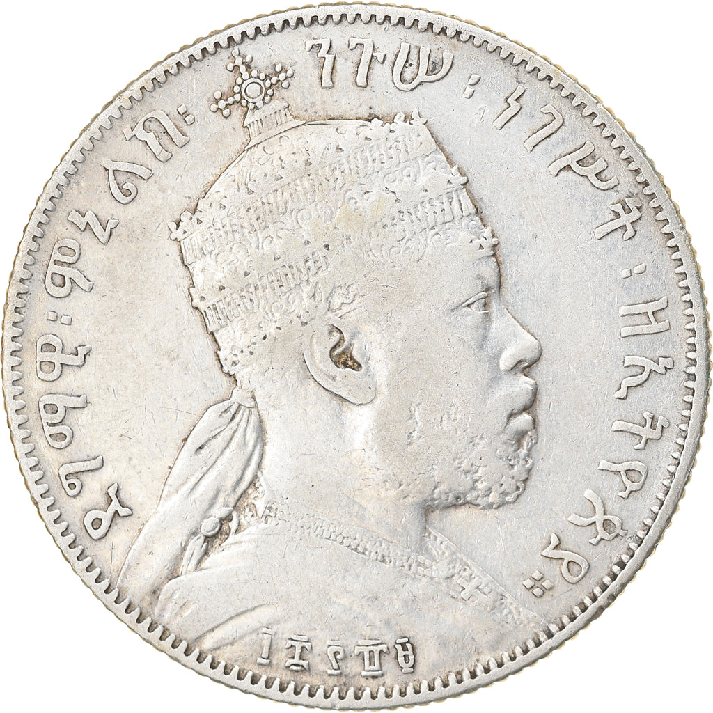 Coin, Ethiopia, Menelik II, 1/2 Birr, 1897, Paris, VF(20-25), Silver, KM:4