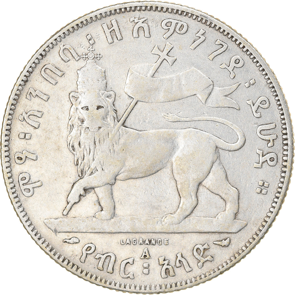 Coin, Ethiopia, Menelik II, 1/2 Birr, 1897, Paris, VF(20-25), Silver, KM:4