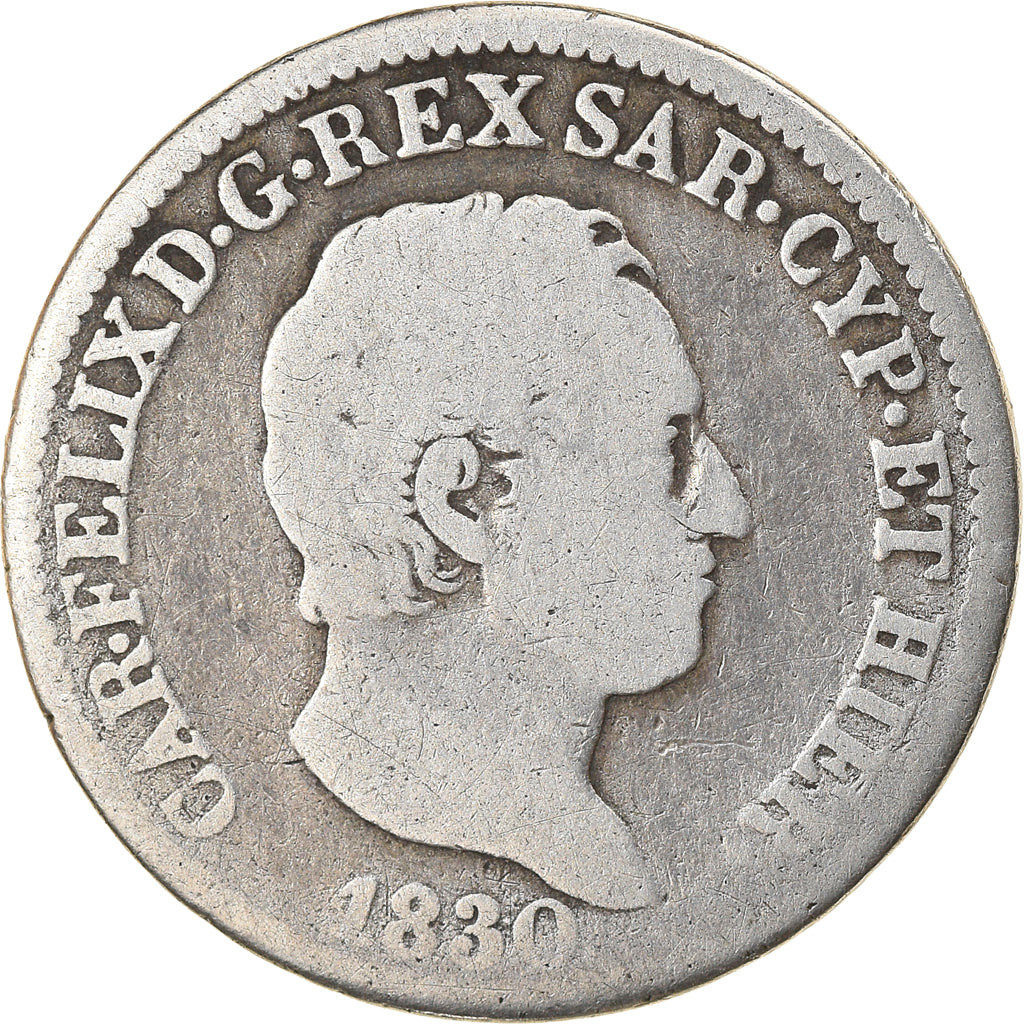 Moneda, Estados italianos, SARDINIA, Carlo Felice, 50 Centesimi, 1830, Torino