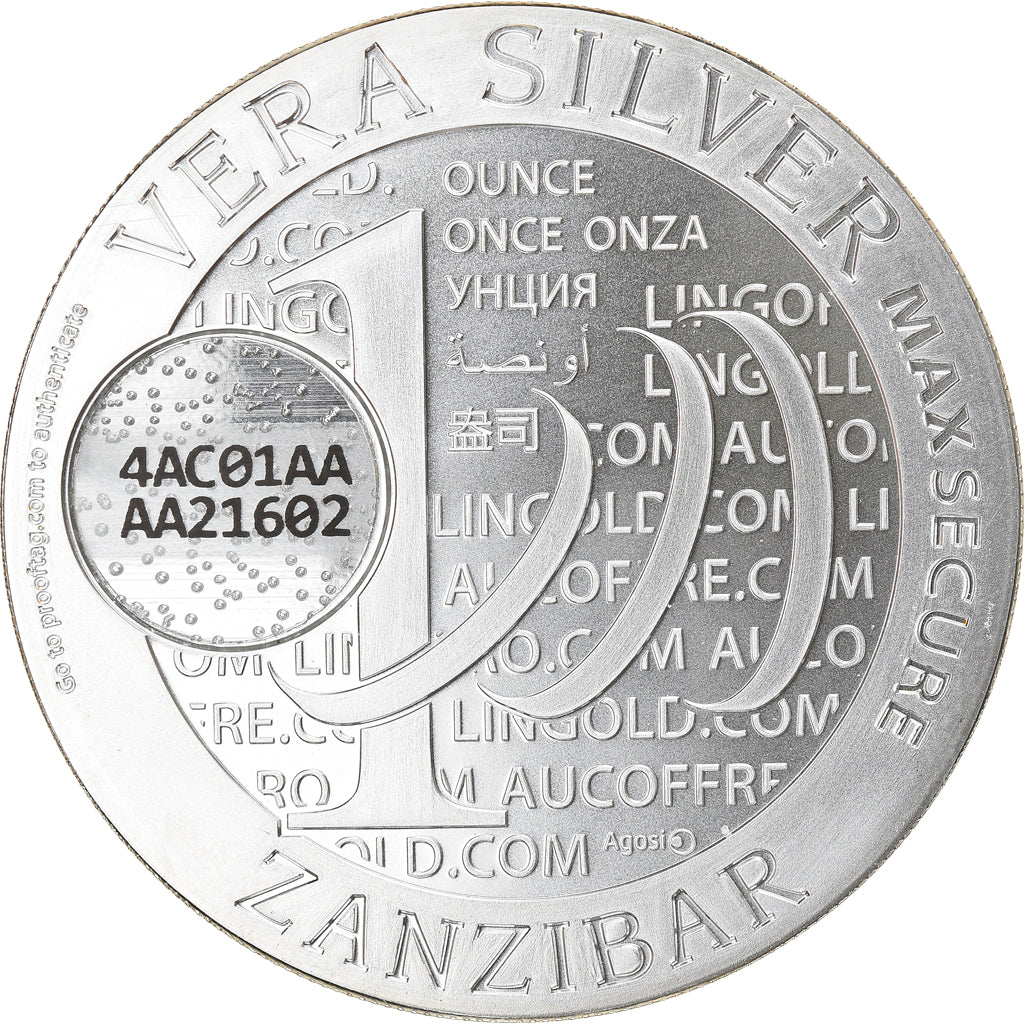 Moneta, Tanzania, Zanzibar, 1000 Shillings, 1 Vera Silver Oz, 2015, FDC, Argento