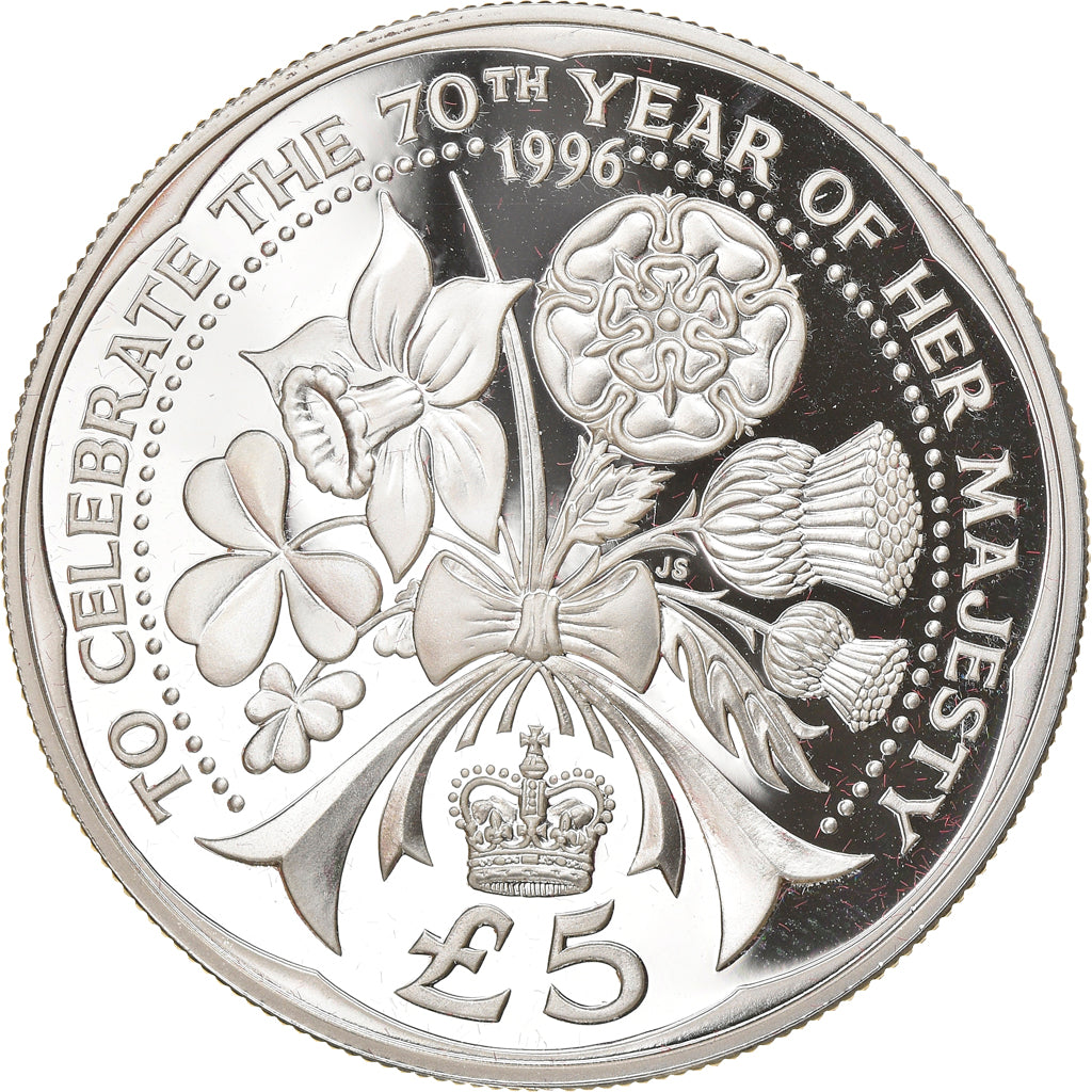 Coin, Alderney, Elizabeth II, 5 Pounds, 1996, Proof, MS(65-70), Silver, KM:15a