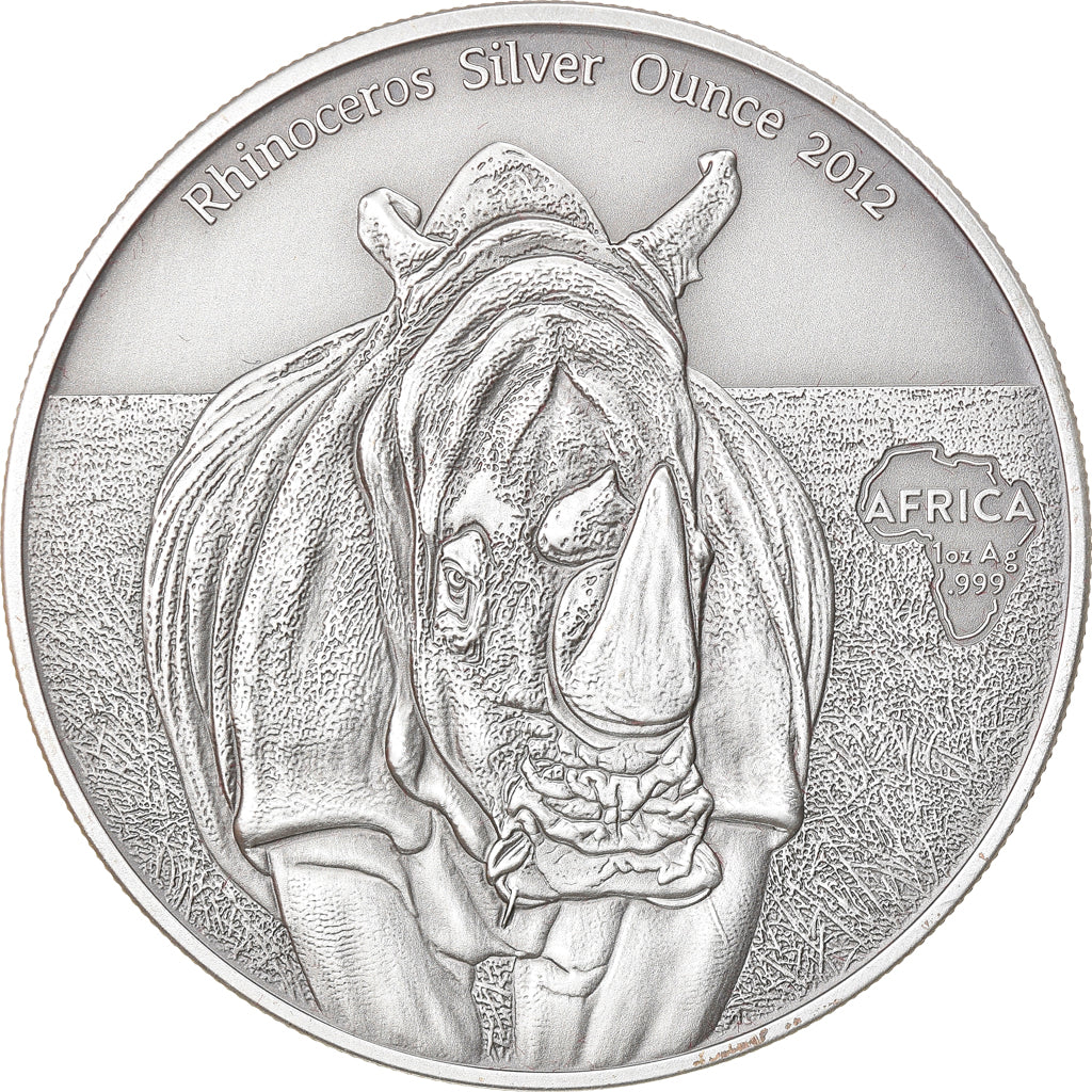 Coin, Congo Republic, Rhinocéros, 1000 Francs CFA, 1 Silver Oz, 2012