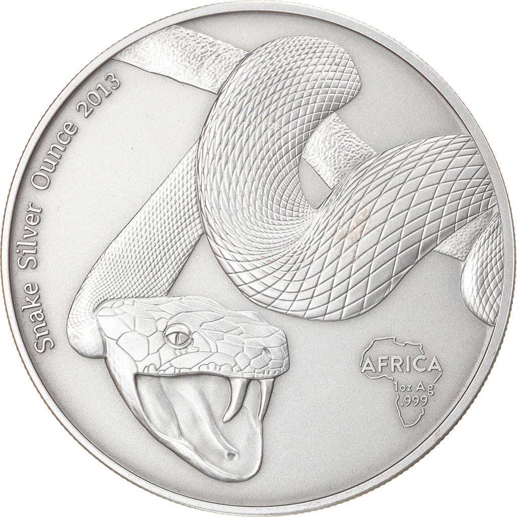 Moneta, Gabon, Snake, 1000 Francs CFA, 1 Silver Oz, 2013, MS(65-70), Srebro