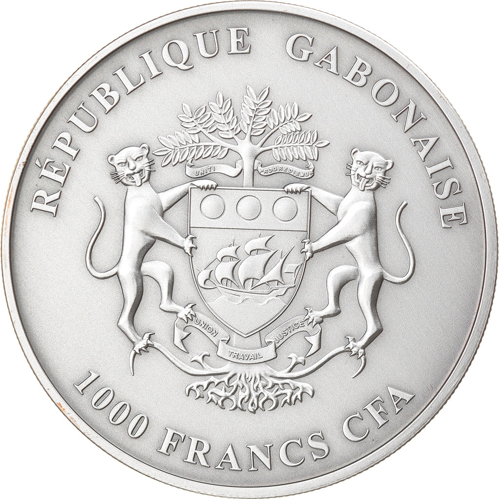 Moneta, Gabon, Snake, 1000 Francs CFA, 1 Silver Oz, 2013, MS(65-70), Srebro