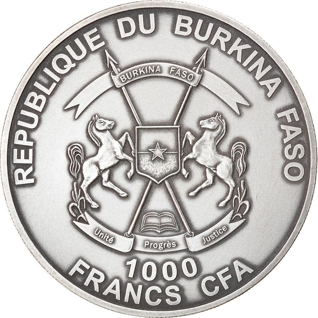 Coin, Burkina Faso, Baby Smilodon, 1000 Francs CFA, 1 Silver Oz, 2013