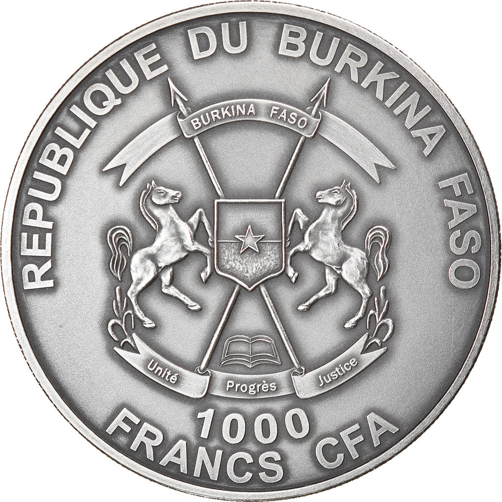 Munten, Burkina Faso, Mary, Mother of Jesus, 1000 Francs CFA, 1 Silver Oz, 2015