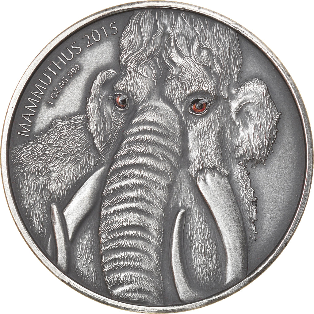 Moneda, Burkina Faso, Mammuthus, 1000 Francs CFA, 1 Silver Oz, 2015, FDC, Plata