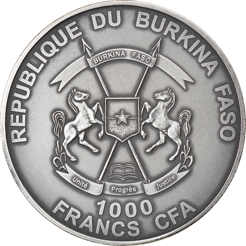 Moneda, Burkina Faso, Mammuthus, 1000 Francs CFA, 1 Silver Oz, 2015, FDC, Plata