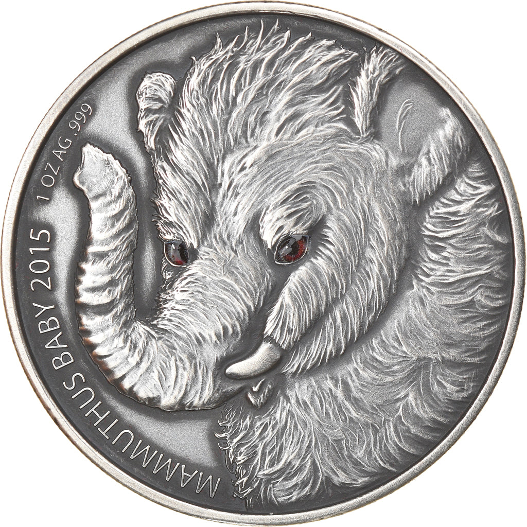 Coin, Burkina Faso, Mammuthus Baby, 1000 Francs CFA, 1 Silver Oz, 2015