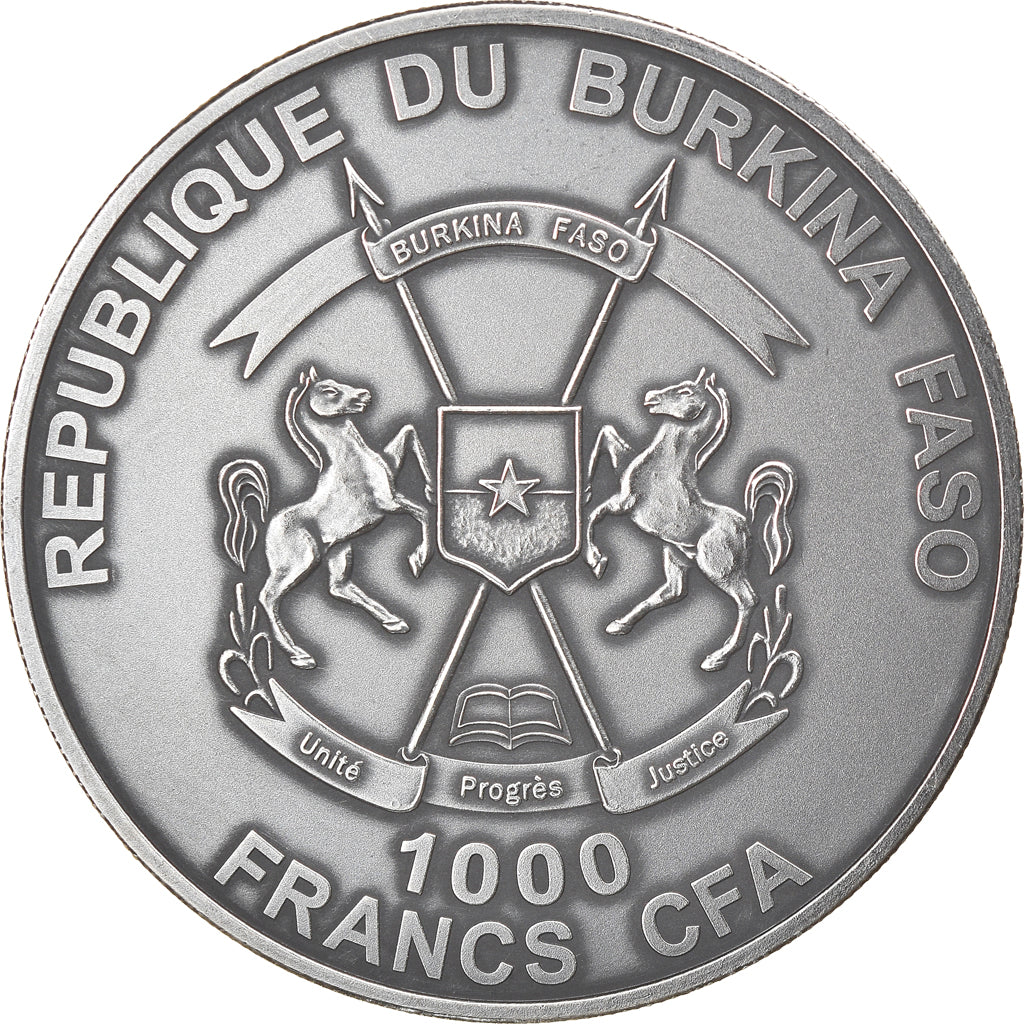 Coin, Burkina Faso, Mammuthus Baby, 1000 Francs CFA, 1 Silver Oz, 2015