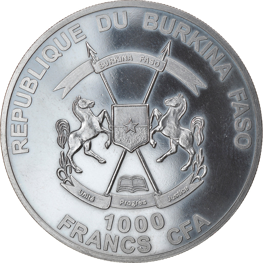 Coin, Burkina Faso, Crocodile Sacré, 1000 Francs CFA, 1 Silver Oz, 2013