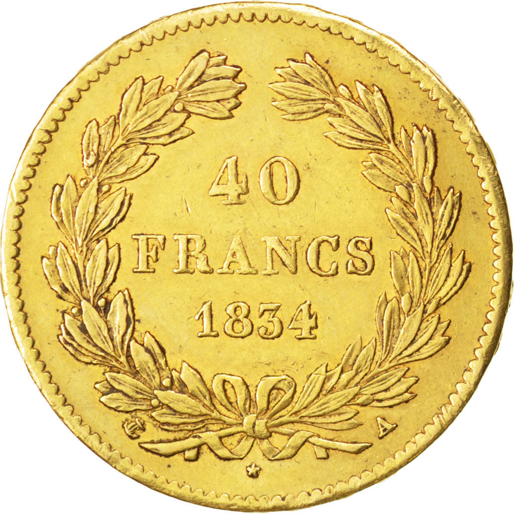Münze, Frankreich, Louis-Philippe, 40 Francs, 1834, Paris, SS, Gold, KM:747.1