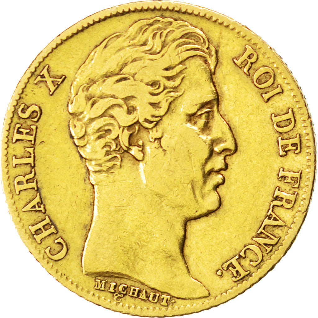 Charles X, 20 Francs Or 1830 A, tranche cannelée, KM A726