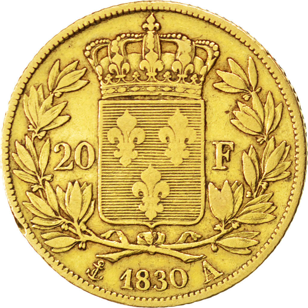 Charles X, 20 Francs Or 1830 A, tranche cannelée, KM A726