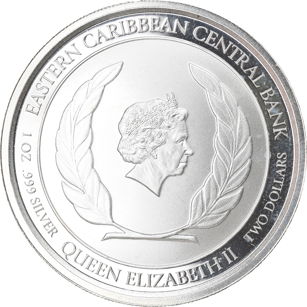 Moneta, GRENADA, Elizabeth II, 2 Dollars, 1 Silver Oz, 2019, Proof, FDC, Argento