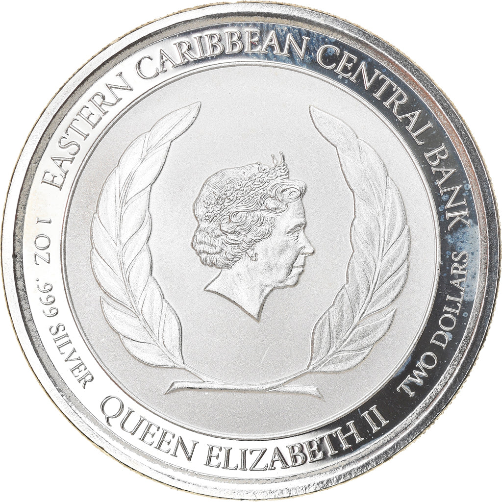 Coin, DOMINICA, Elizabeth II, 2 Dollars, 1 Silver Oz, 2018, Proof, MS(65-70)