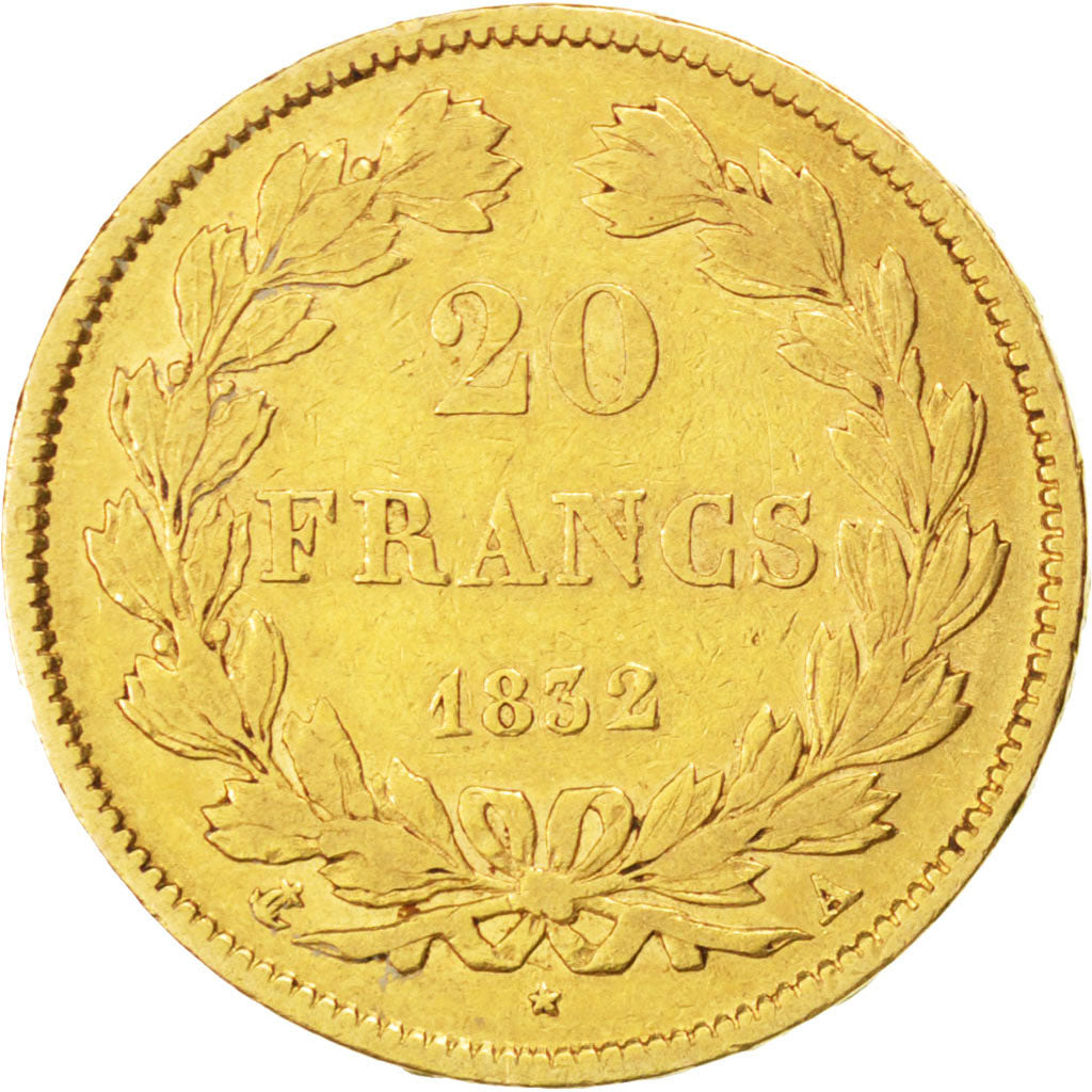 FRANCE, Louis-Philippe, 20 Francs, 1832, Paris, KM #750.1, EF(40-45), Gold,...