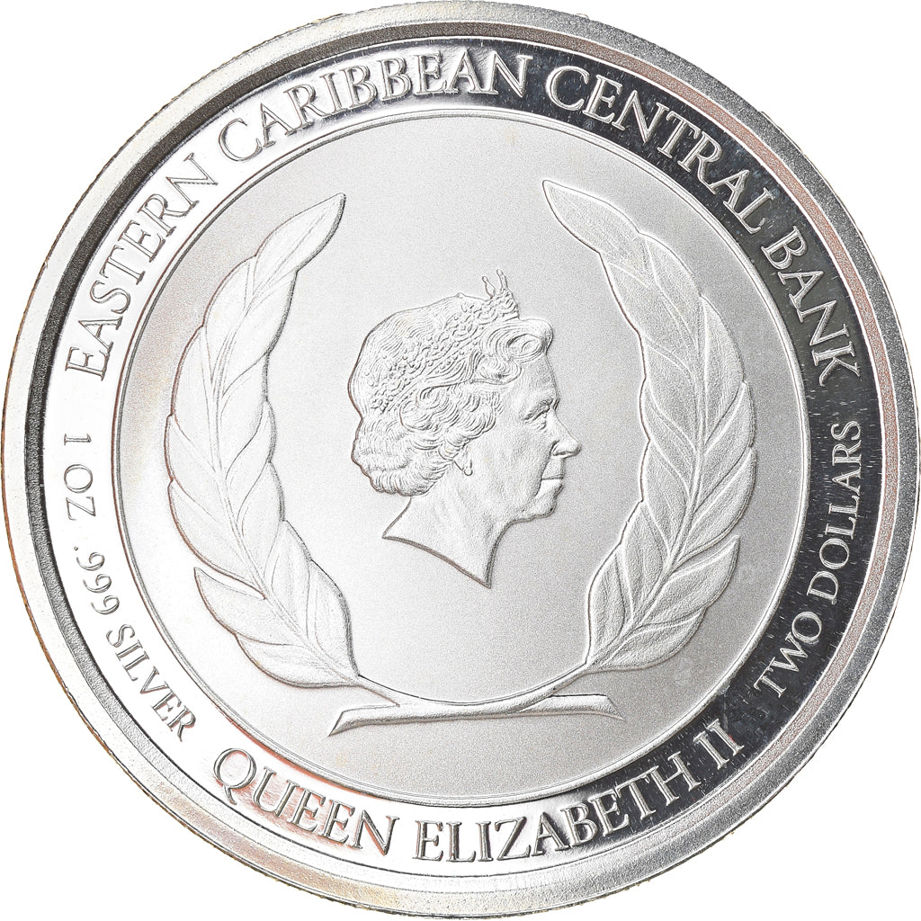 Coin, East Caribbean States, Montserrat, Elizabeth II, 2 Dollars, 1 Silver Oz