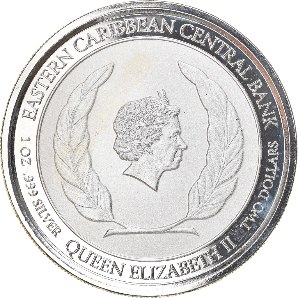 Moneda, ANTIGUA & BARBUDA, Elizabeth II, 2 Dollars, 1 Silver Oz, 2018, Proof