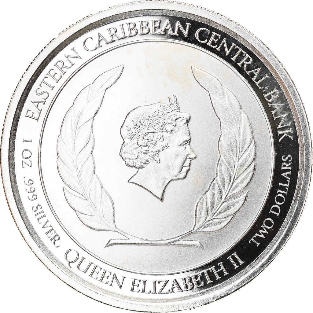 Monnaie, ANTIGUA & BARBUDA, Elizabeth II, 2 Dollars, 1 Silver Oz, 2019, Proof