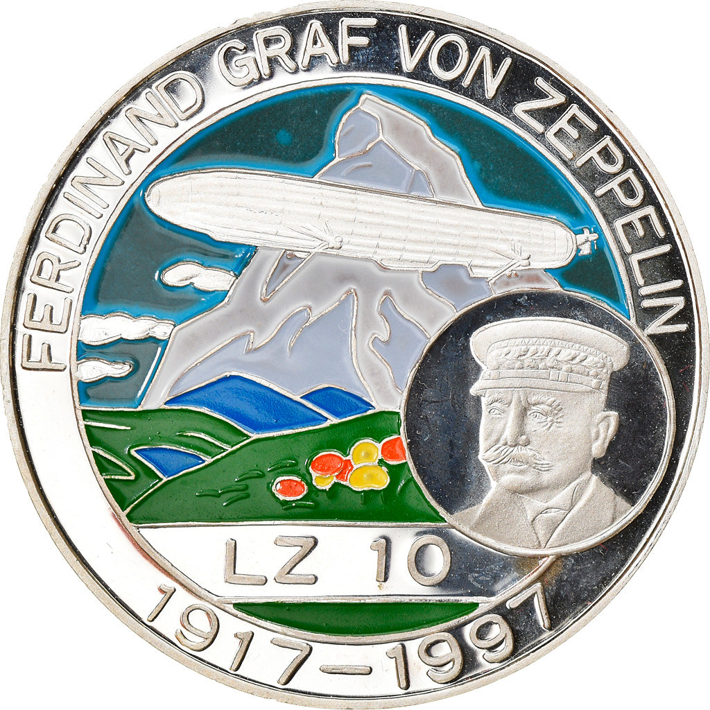 Coin, Benin, Zeppelin, LZ 10, 500 Francs CFA, 1997, Proof, MS(65-70), Silver