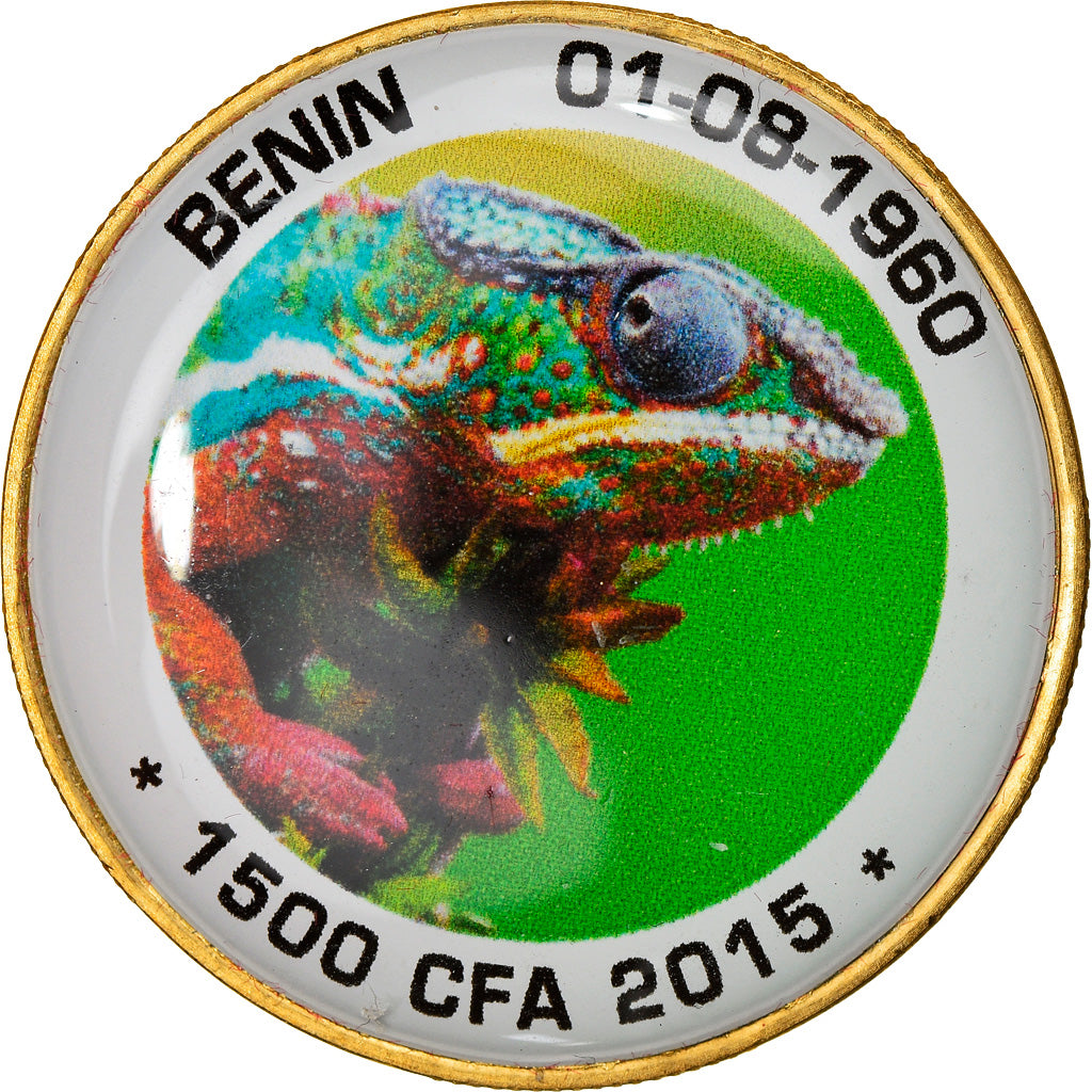 Moneda, Benín, Chameleon, 1500 Francs CFA - 1 Afro, 2015, FDC, Bimetálico