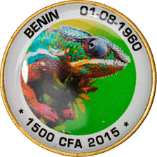 Moneda, Benín, Chameleon, 1500 Francs CFA - 1 Afro, 2015, FDC, Bimetálico