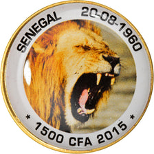 Moneta, Senegal, Lion, 1500 Francs CFA - 1 Afro, 2015, FDC, Bi-metallico