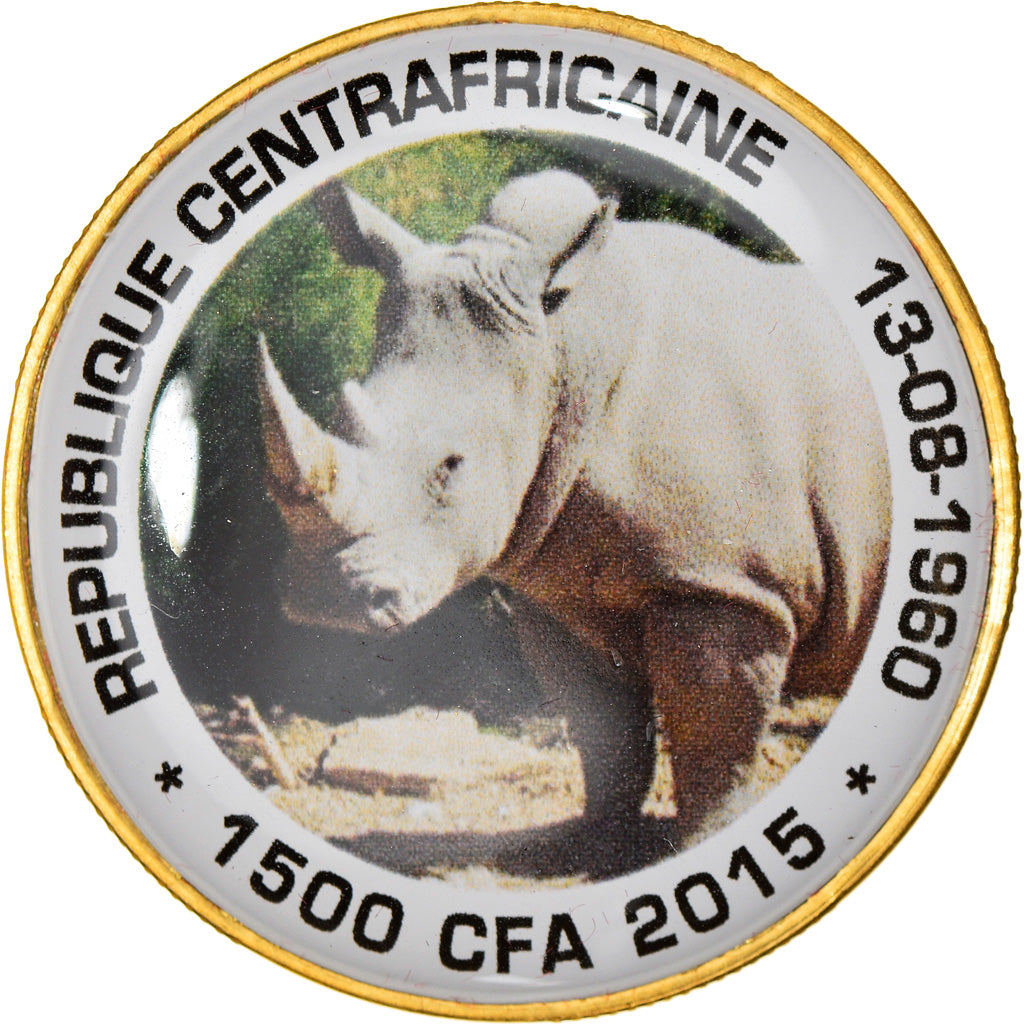 Coin, Central African Republic, Rhinocéros, 1500 Francs CFA - 1 Afro, 2015
