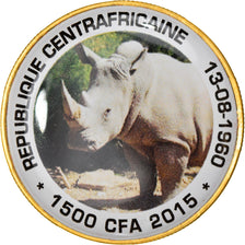Coin, Central African Republic, Rhinocéros, 1500 Francs CFA - 1 Afro, 2015